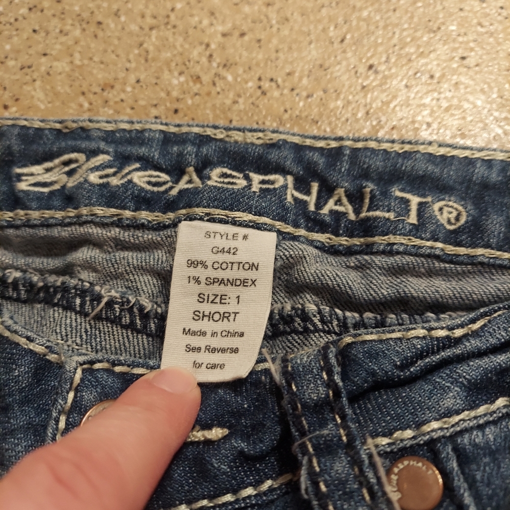 Blue asphalt bootcut jeans short 1 distressed - Picture 5 of 7